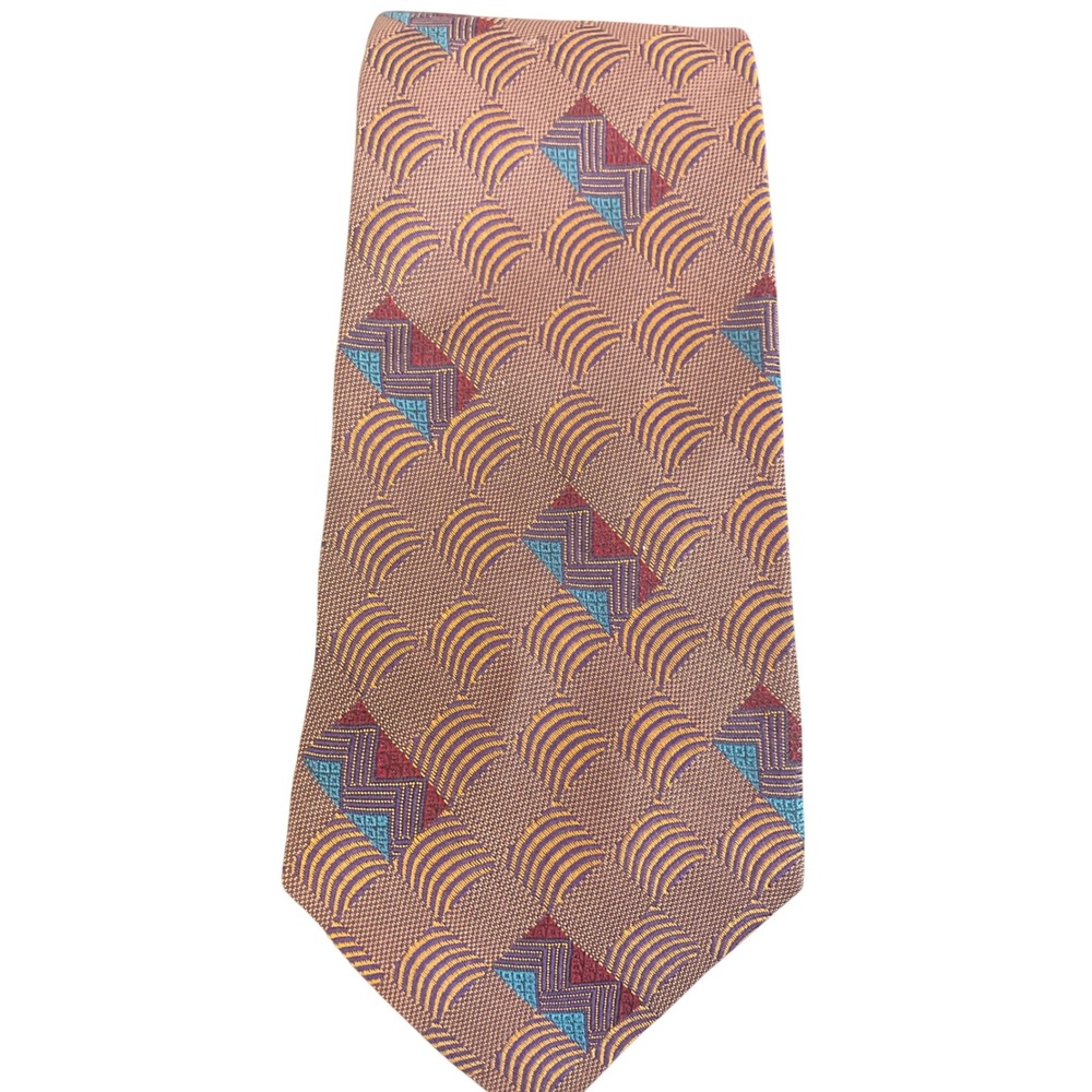 Mark Shale Robert Talbott Silk‎ Tie Geometric Woven Pattern Mens Made in the UK.